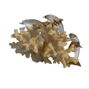 Coral Dolphin Figurine w/ Gold.